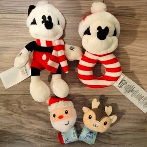 Disney Baby Christmas Holiday Rattle Set